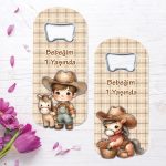 Kovboy Temalı Ahşap Kabartmalı Açacak Magnet