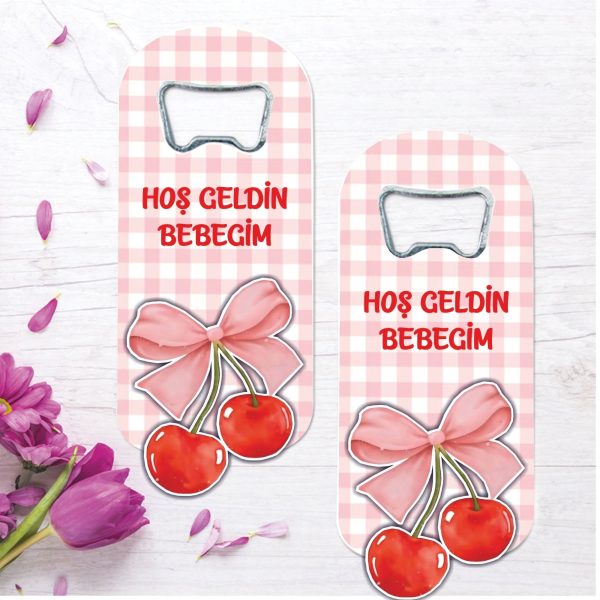 Kiraz Temalı Ahşap Kabartmalı Açacak Magnet