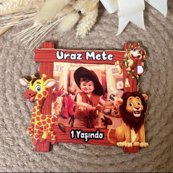 Safari Konsept Fotoğraflı Ahşap Magnet