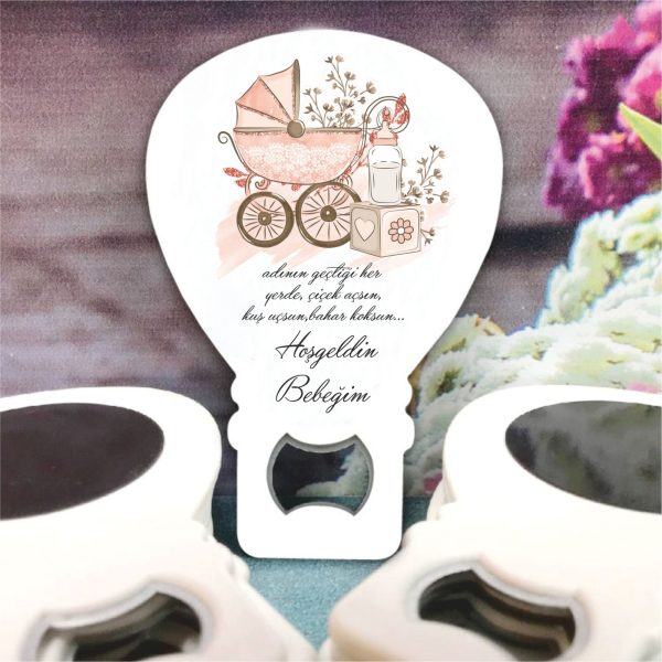 Pembe Bebek Arabası Desenli Bebek Balon Açacak