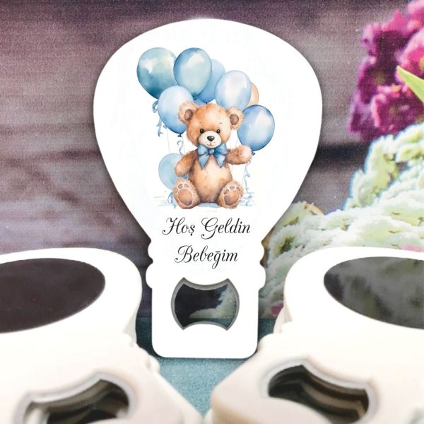 Mavi Balonlu Ayıcık Desenli Bebek Balon Açacak