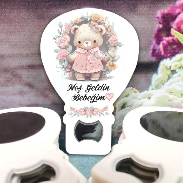 Kız Bebek Ayıcık Desenli Bebek Balon Açacak