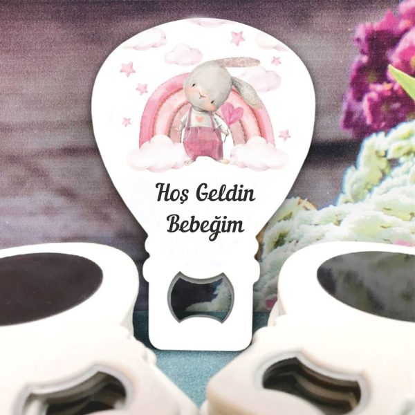 Gökkuşağı ve Tavşan Desenli Bebek Balon Açacak