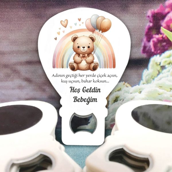 Gökkuşağı ve Ayıcık Desenli Bebek Balon Açacak