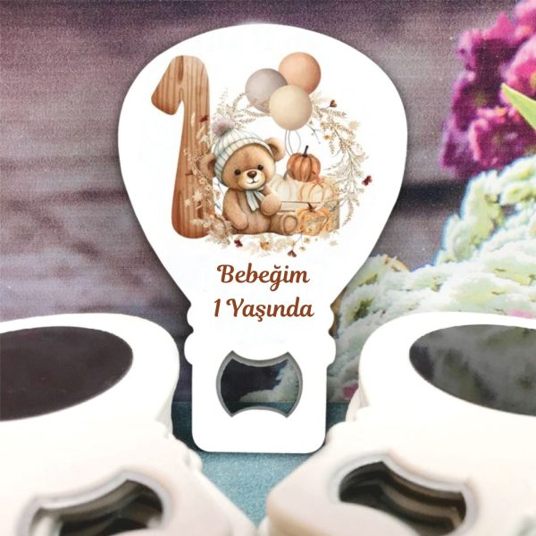 Ayıcık konsept 1 yaş doğum günü balon açacak magnet