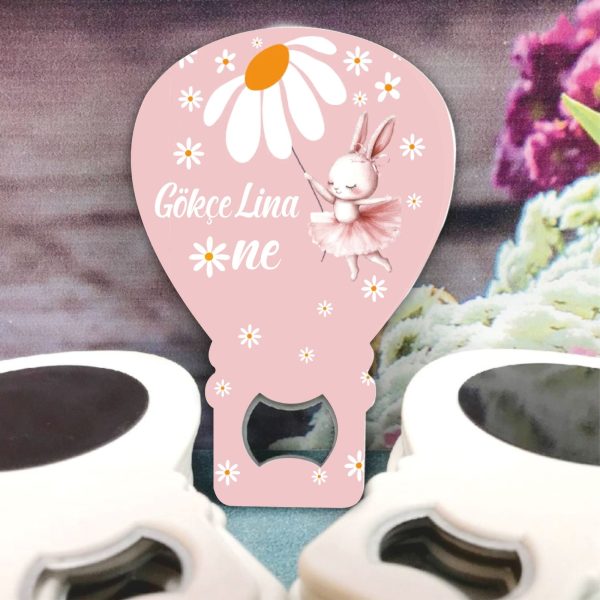 Papatyalı Tavşan Konsept Balon Açacak Magnet