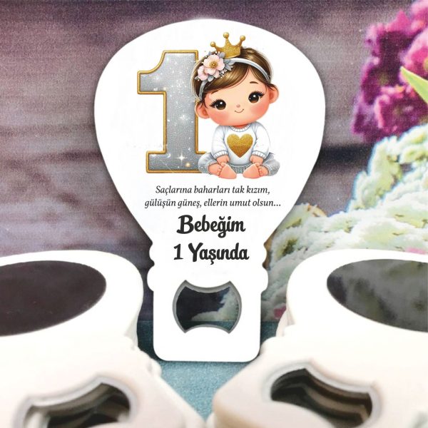 Kız Figürlü 1 Yaş Balon Açacak Magnet (ac447)