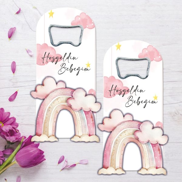 Gökkuşağı Temalı Ahşap Kabartmalı Açacak Magnet