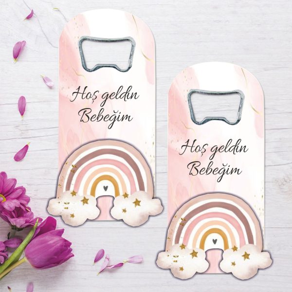 Gökkuşağı Temalı Ahşap Kabartmalı Açacak Magnet