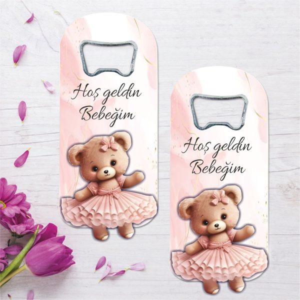 Ayıcık Temalı Ahşap Kabartmalı Açacak Magnet