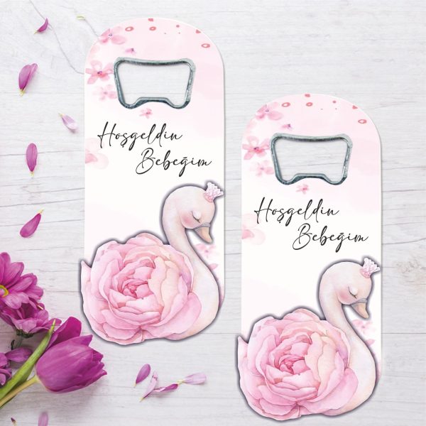 Kuğu Temalı Ahşap Kabartmalı Açacak Magnet