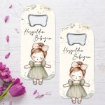 Kız Bebek Temalı Ahşap Kabartmalı Açacak Magnet