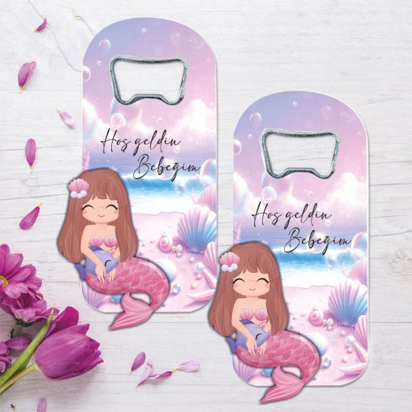 Denizkızı Temalı Ahşap Kabartmalı Açacak Magnet