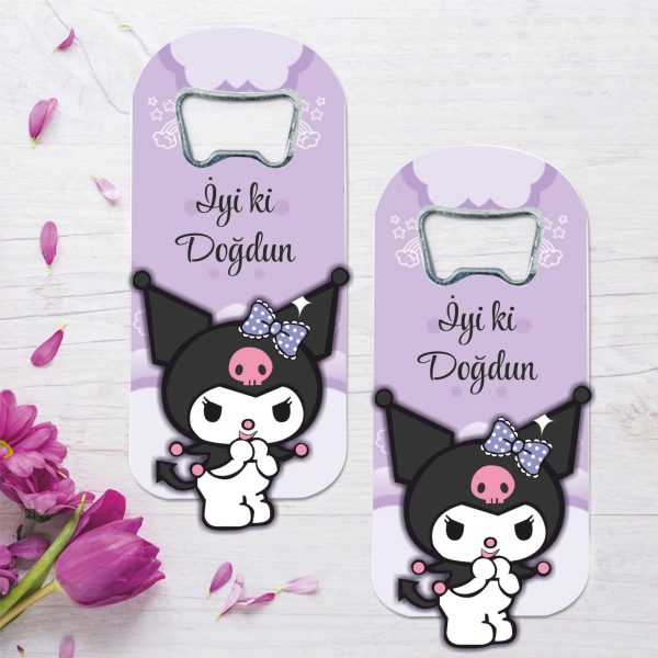 Kuromi Temalı Ahşap Kabartmalı Açacak Magnet