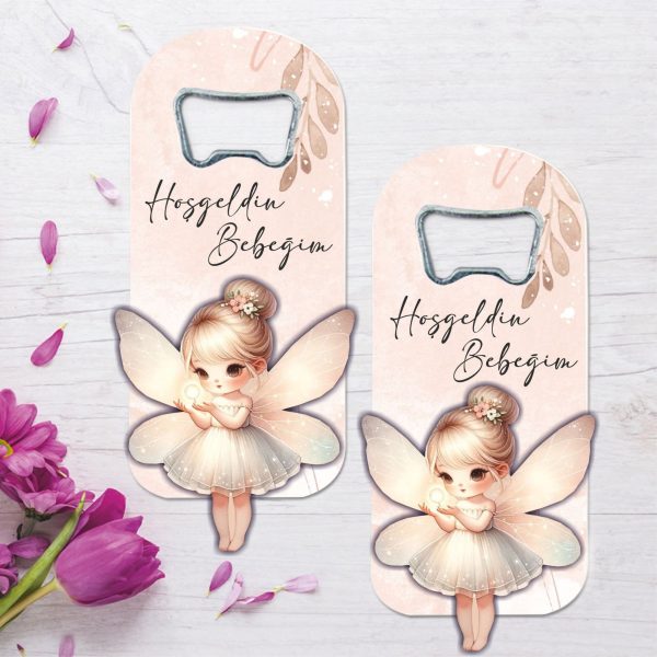 Melek Temalı Ahşap Kabartmalı Açacak Magnet