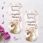 Tavşan Temalı Ahşap Kabartmalı Açacak Magnet