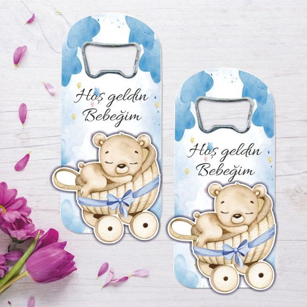 Ayıcık Temalı Ahşap Kabartmalı Açacak Magnet