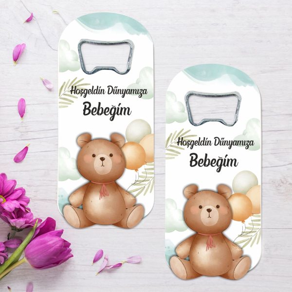 Ayıcık Temalı Ahşap Kabartmalı Açacak Magnet