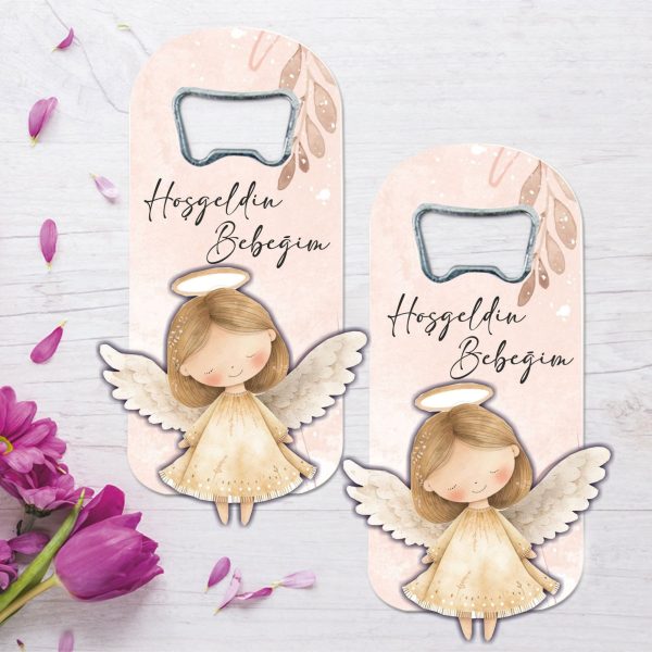 Melek Temalı Ahşap Kabartmalı Açacak Magnet