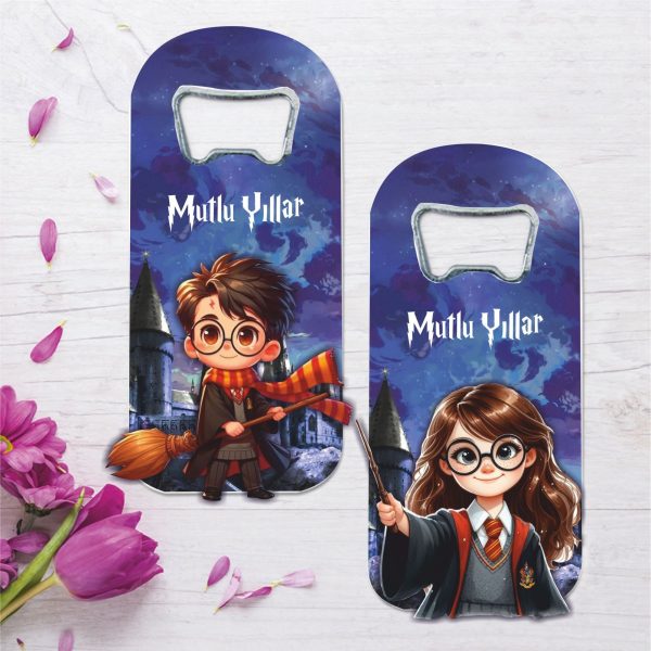 Harry Potter Temalı Ahşap Kabartmalı Açacak Magnet