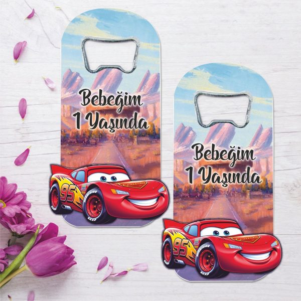 Şimşek mcqueen Temalı Ahşap Kabartmalı Açacak Magnet