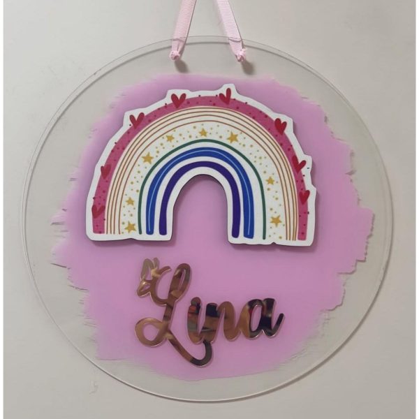 Gökkuşağı Figürlü Pleksi Kapı Süsü