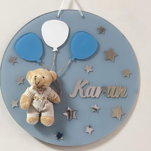 Erkek Peluş Ayıcıklı Pleksi Kapı Süsü