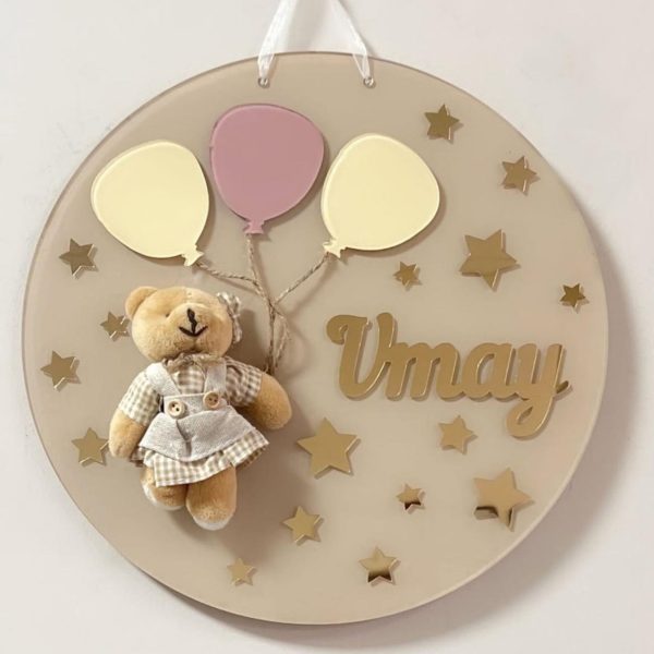 Kız Peluş Ayıcıklı Pleksi Kapı Süsü