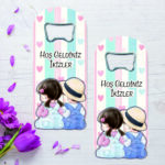İkiz Bebek Temalı Ahşap Kabartmalı Açacak Magnet
