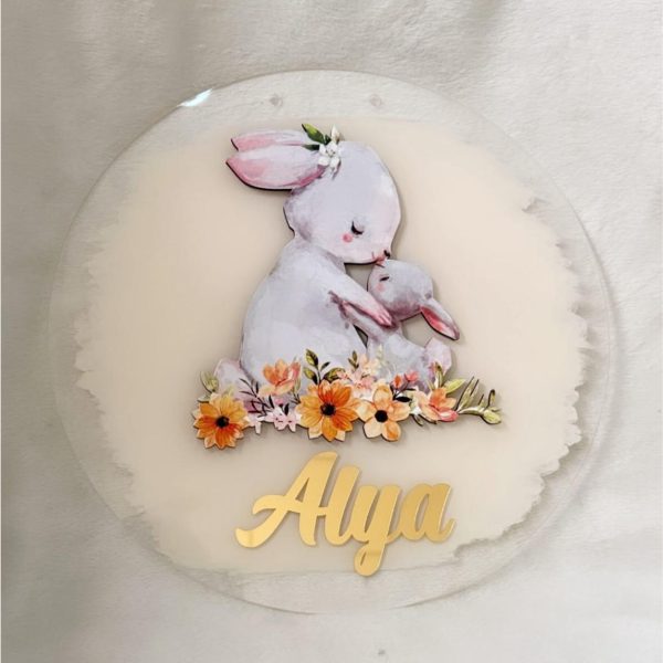 Tavşan Figürlü Pleksi Kapı Süsü