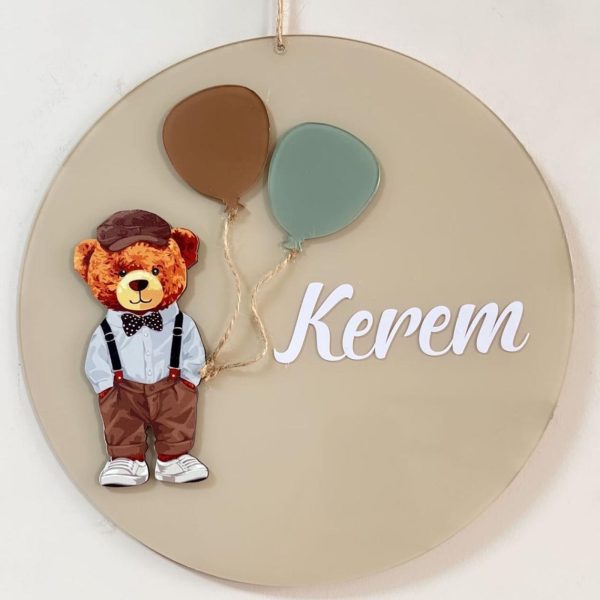 Ayıcık Figürlü Pleksi Kapı Süsü