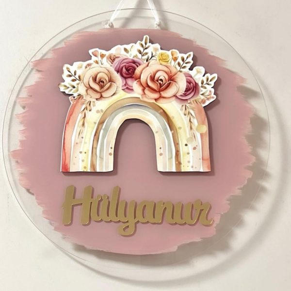 Gökkuşağı Figürlü Pleksi Kapı Süsü