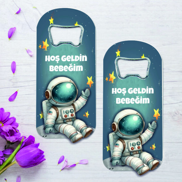 Uzay Konsept Ahşap Kabartmalı Açacak Magnet