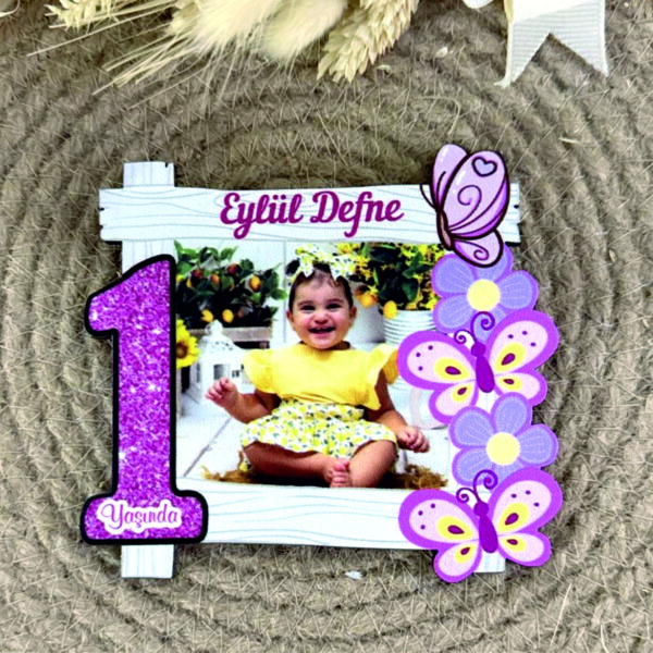 Kelebek Konsept Fotoğraflı Ahşap Magnet