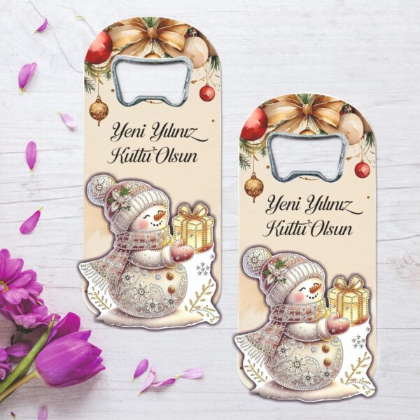 Yılbaşı - Yeniyıl Konsept Ahşap Kabartmalı Açacak Magnet