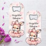 Tavşan Temalı Ahşap Kabartmalı Açacak Magnet