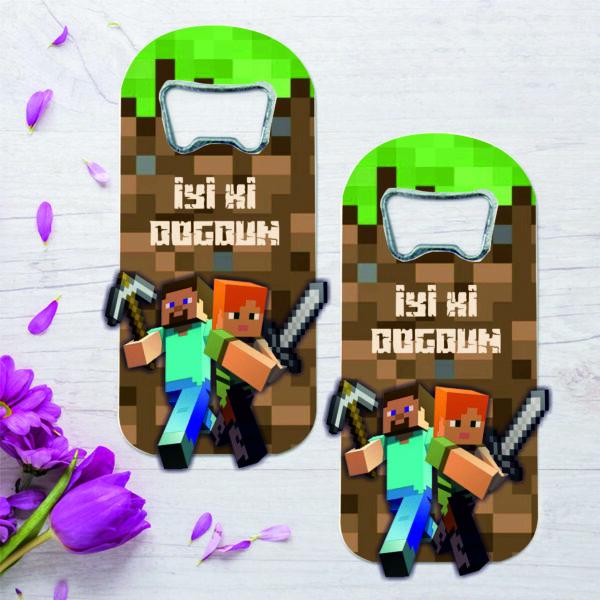 minecraft Konsept Ahşap Kabartmalı Açacak Magnet