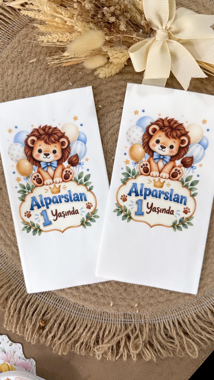 aslanpeçete Aslan figürlü Baskılı Peçete ( 10 Adet) - Görsel 1