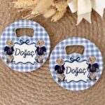 teddy bear desenli bebek hediyelik yuvarlak açacak magnet